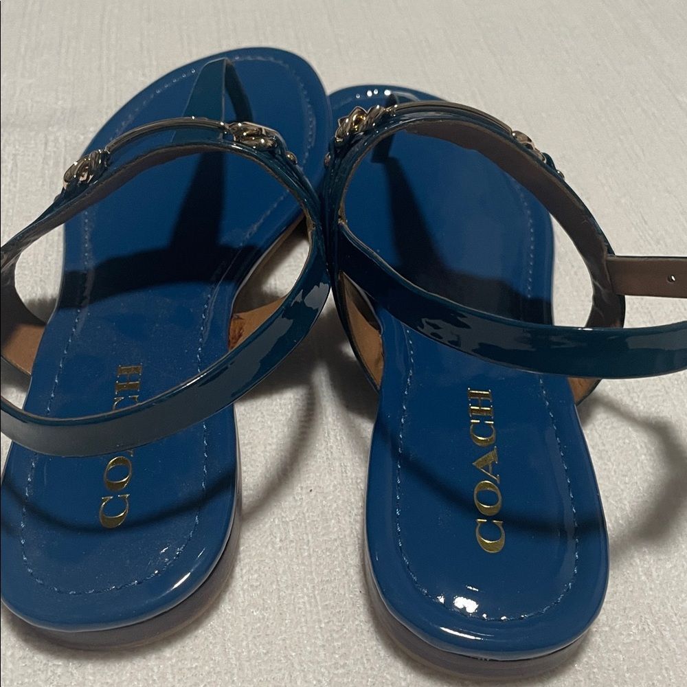Coach Caterine Blue Patent Flat Sandals - Picture 4 of 5